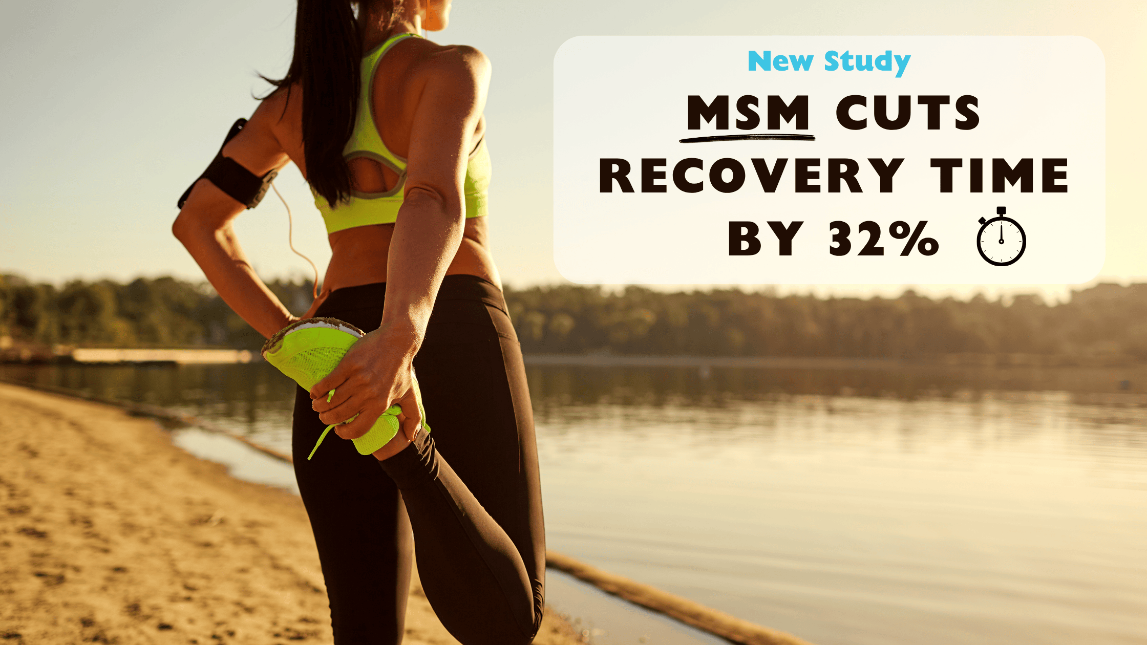Women standing by water edge before workout grateful she takes MSM everyday for her health