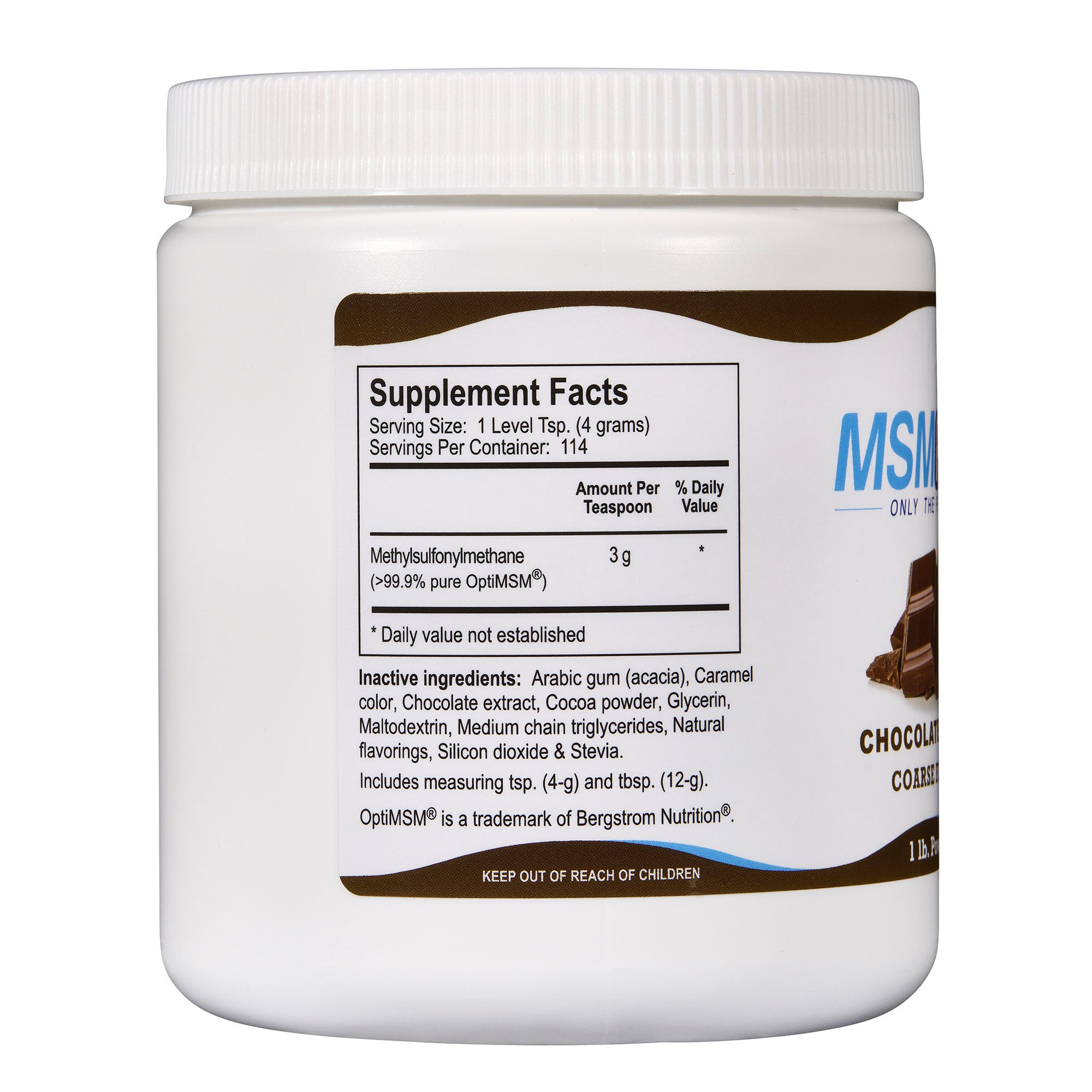 MSMPure Coarse powder flakes chocolate flavor 1 lb supplement facts