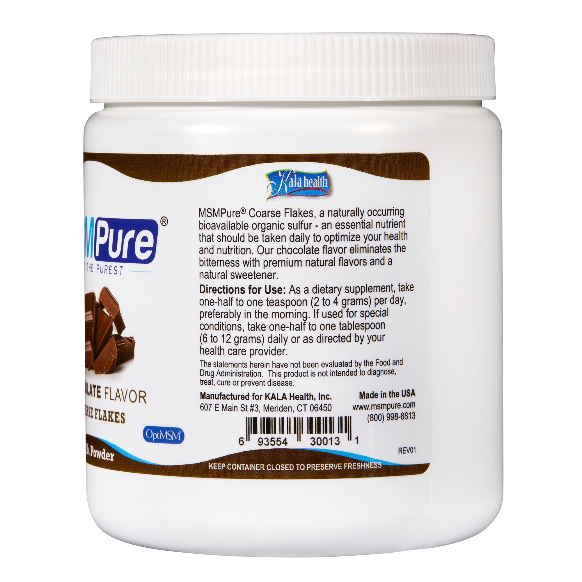 MSMPure Coarse powder flakes chocolate flavor 1 lb description
