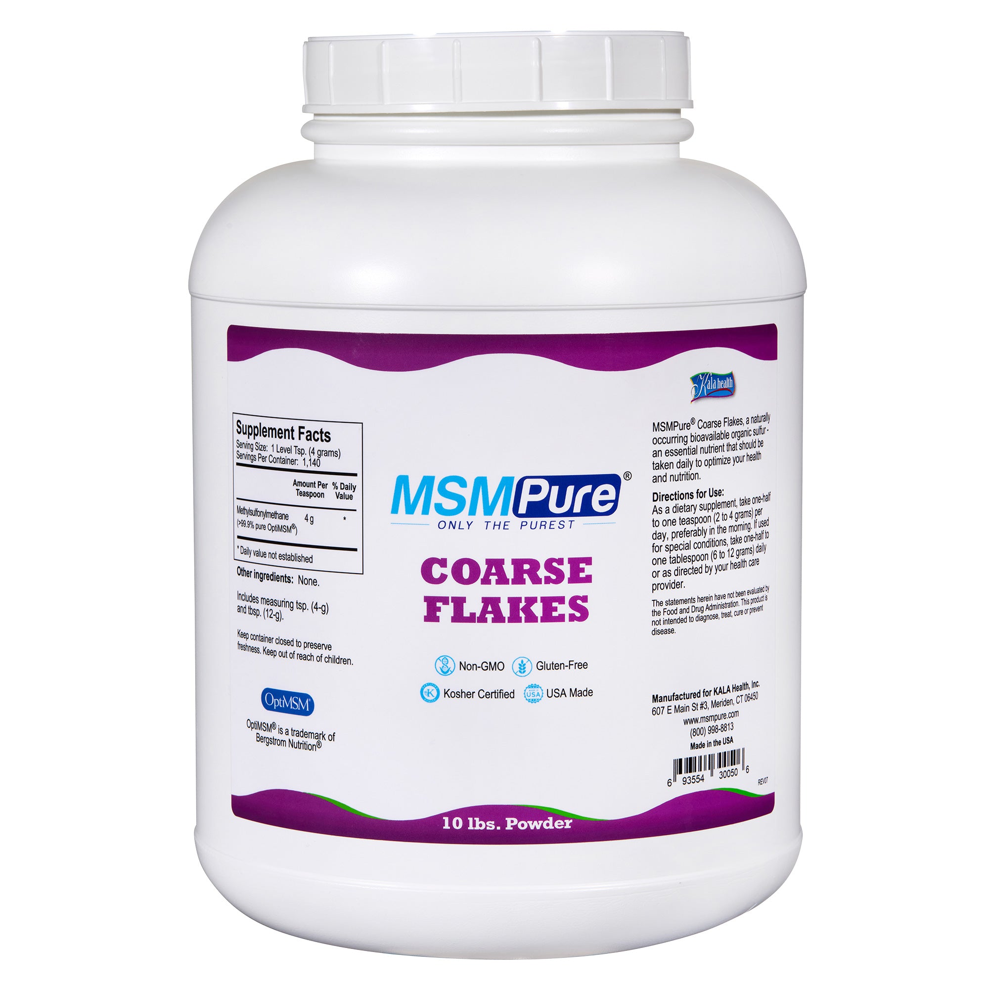 MSMPure Coarse MSM Powder Flakes – Pure Organic Sulfur for Joint Flexibility, Skin Health & Hair Support – US-Sourced MSM