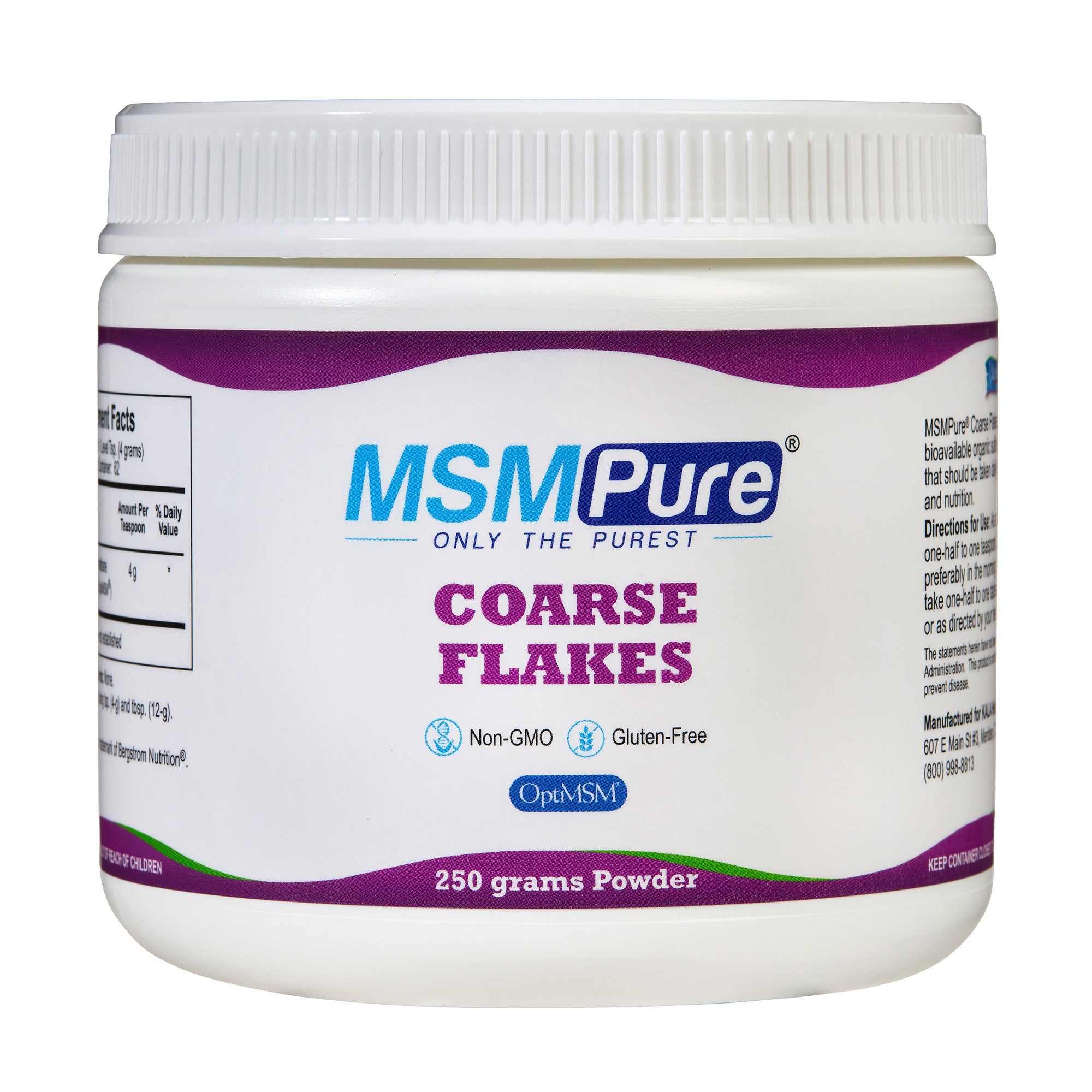 MSMPure Coarse MSM Powder Flakes – Pure Organic Sulfur for Joint Flexibility, Skin Health & Hair Support – US-Sourced MSM