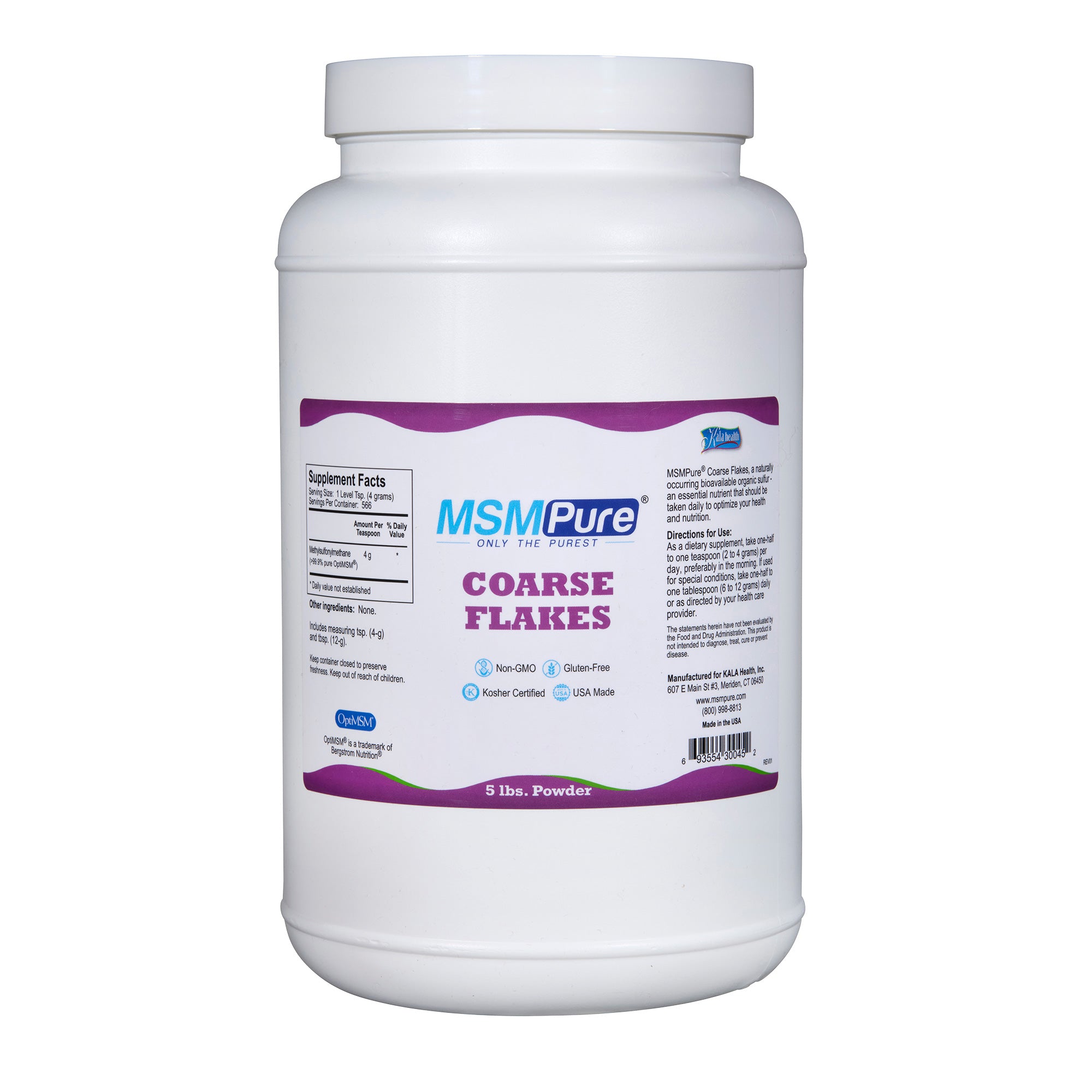 MSMPure Coarse MSM Powder Flakes – Pure Organic Sulfur for Joint Flexibility, Skin Health & Hair Support – US-Sourced MSM