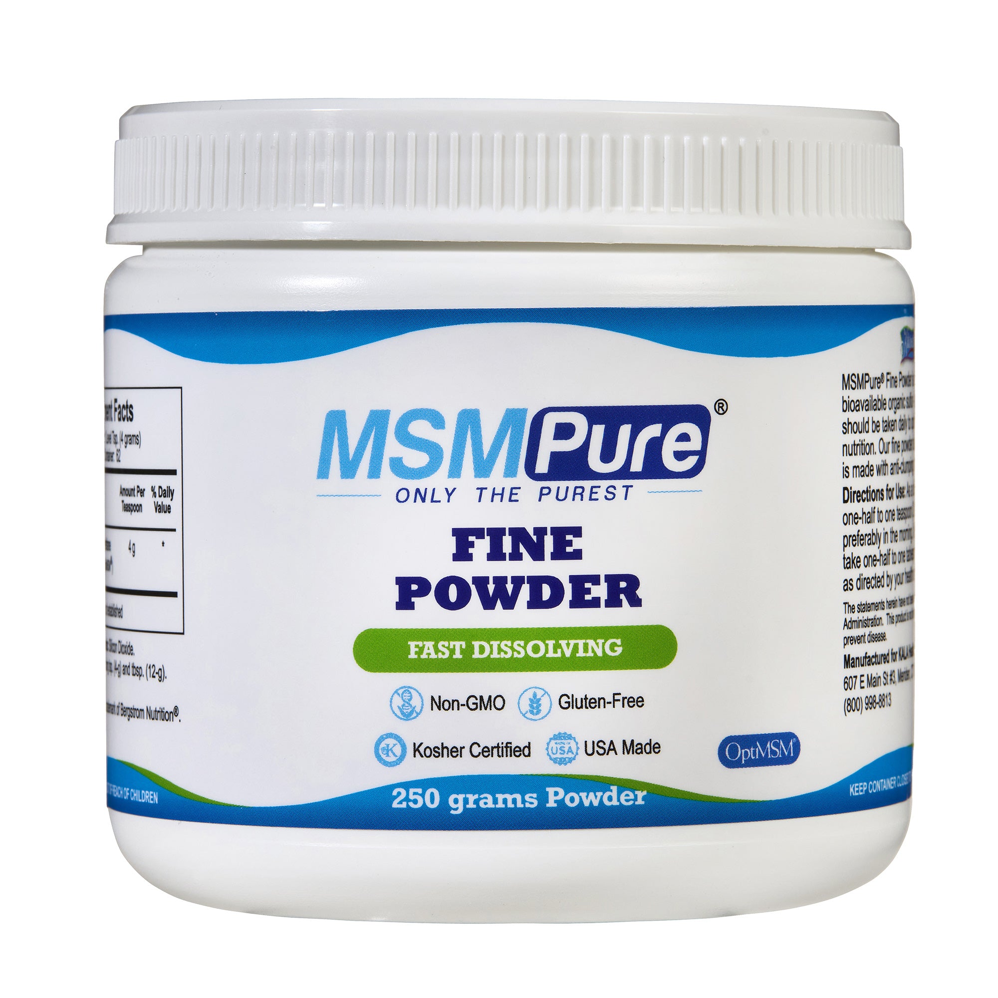 MSMPure Fine MSM Powder- Pure Organic Sulfur Crystals for Joint Flexibility, Skin & Hair Support – Fast-Dissolving, USA-Sourced MSM