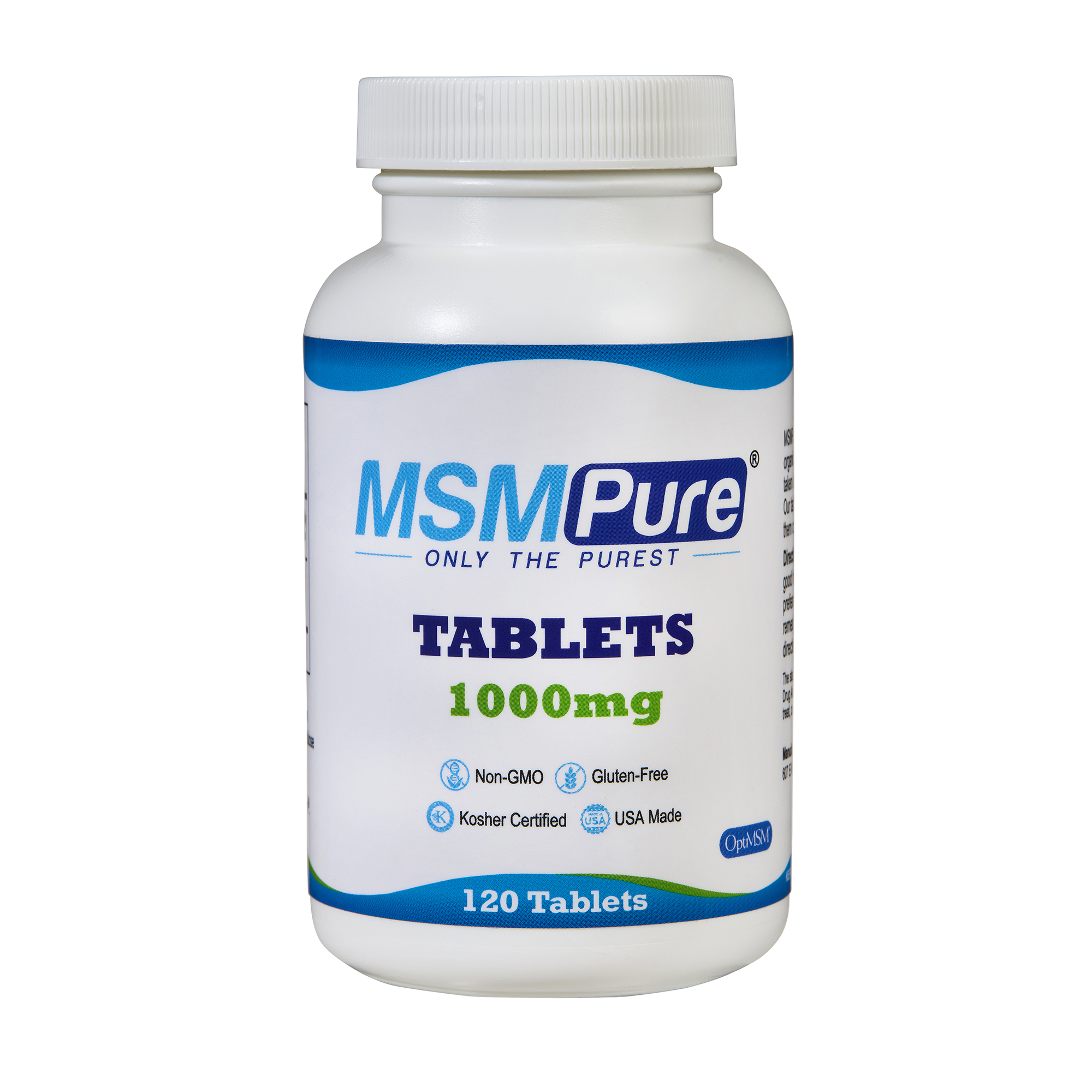 MSMPure MSM Tablets – 1,000 mg Organic Sulfur per Tablet for Joint Flexibility, Skin & Hair Support- US-Sourced MSM