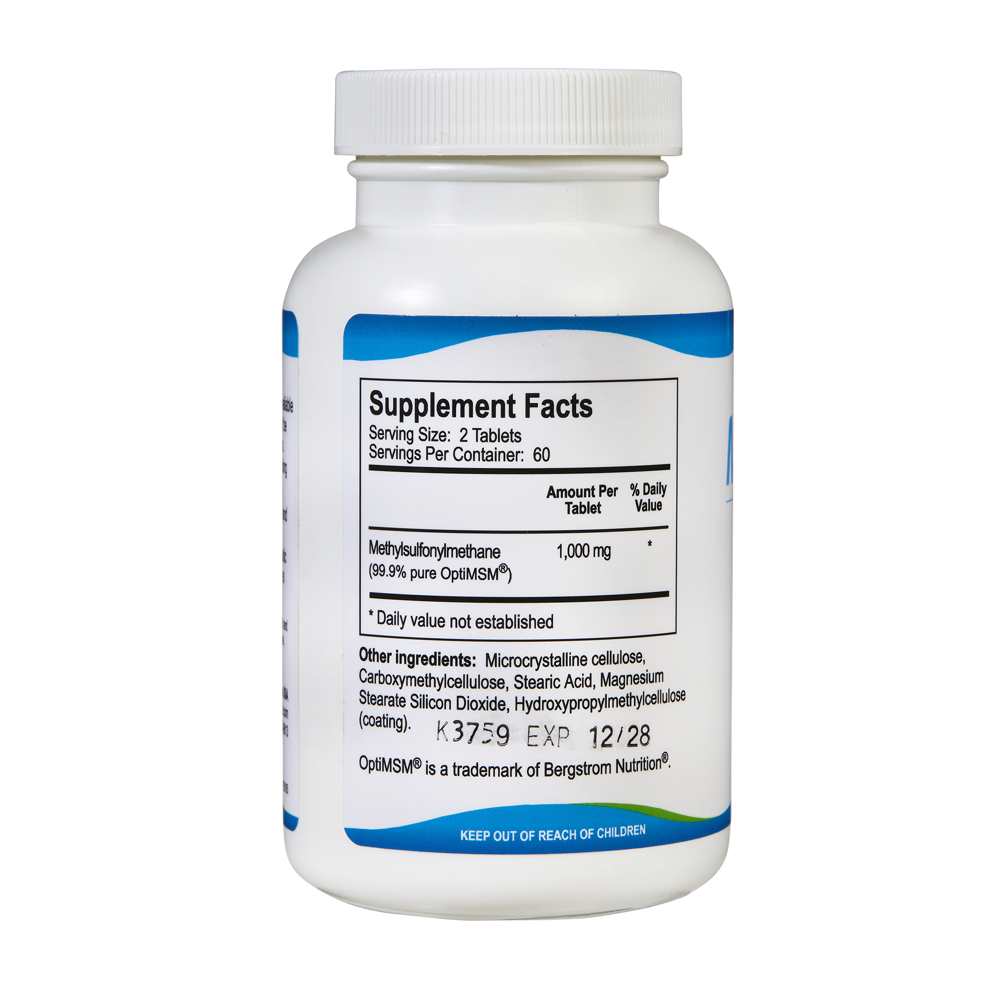 MSMPure MSM Tablets – 1,000 mg Organic Sulfur per Tablet for Joint Flexibility, Skin & Hair Support- US-Sourced MSM