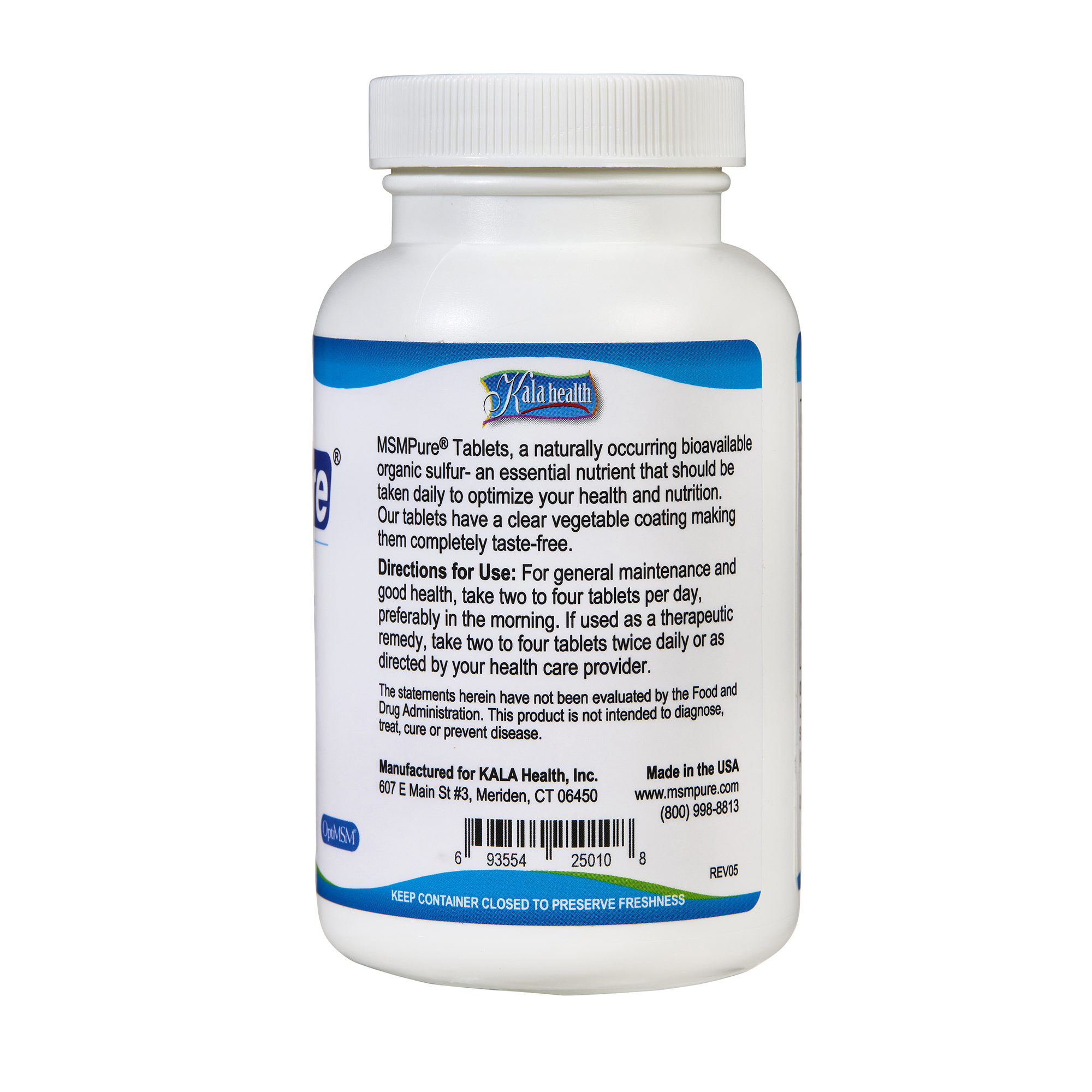 MSMPure MSM Tablets – 1,000 mg Organic Sulfur per Tablet for Joint Flexibility, Skin & Hair Support- US-Sourced MSM