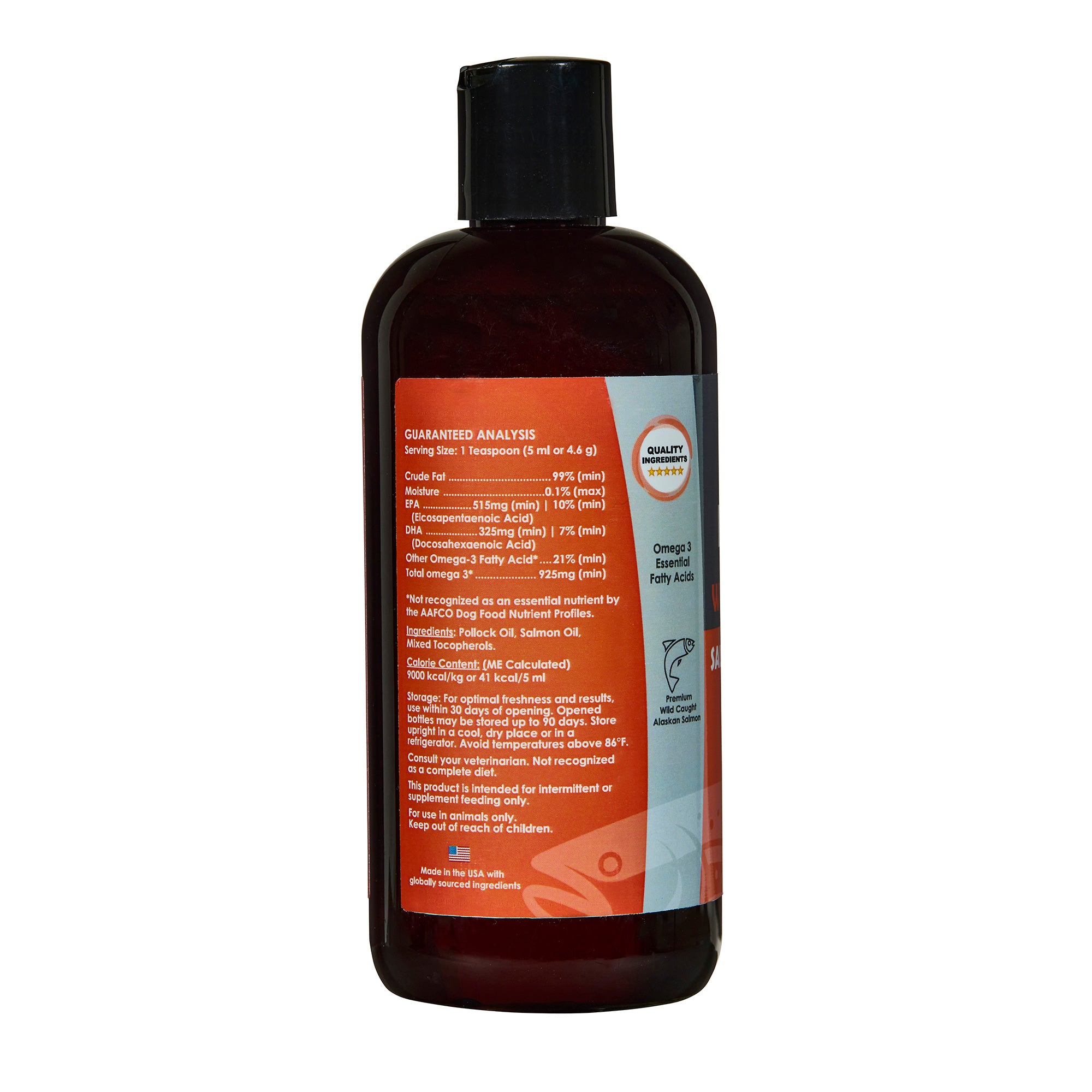 PeakTails Wild Alaskan Salmon Oil for Dogs – Omega-3 Fish Oil Blend with Pollock – Supports Skin & Coat