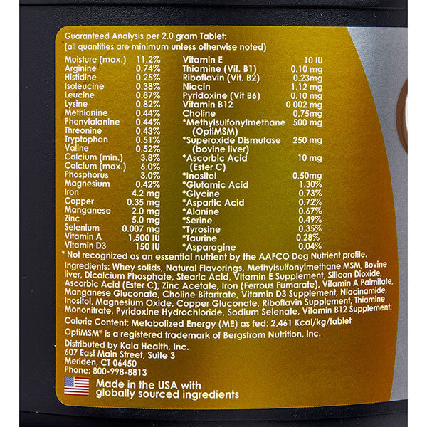 PeakTails Senior multivitamin ingredients