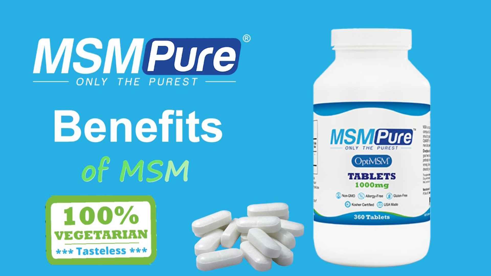 Load video: MSMPure 1000mg MSM Tablets