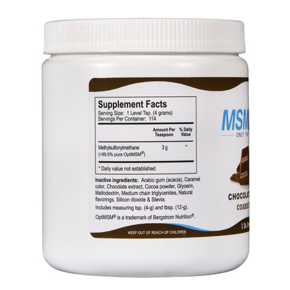 MSMPure Coarse powder flakes chocolate flavor 1 lb supplement facts