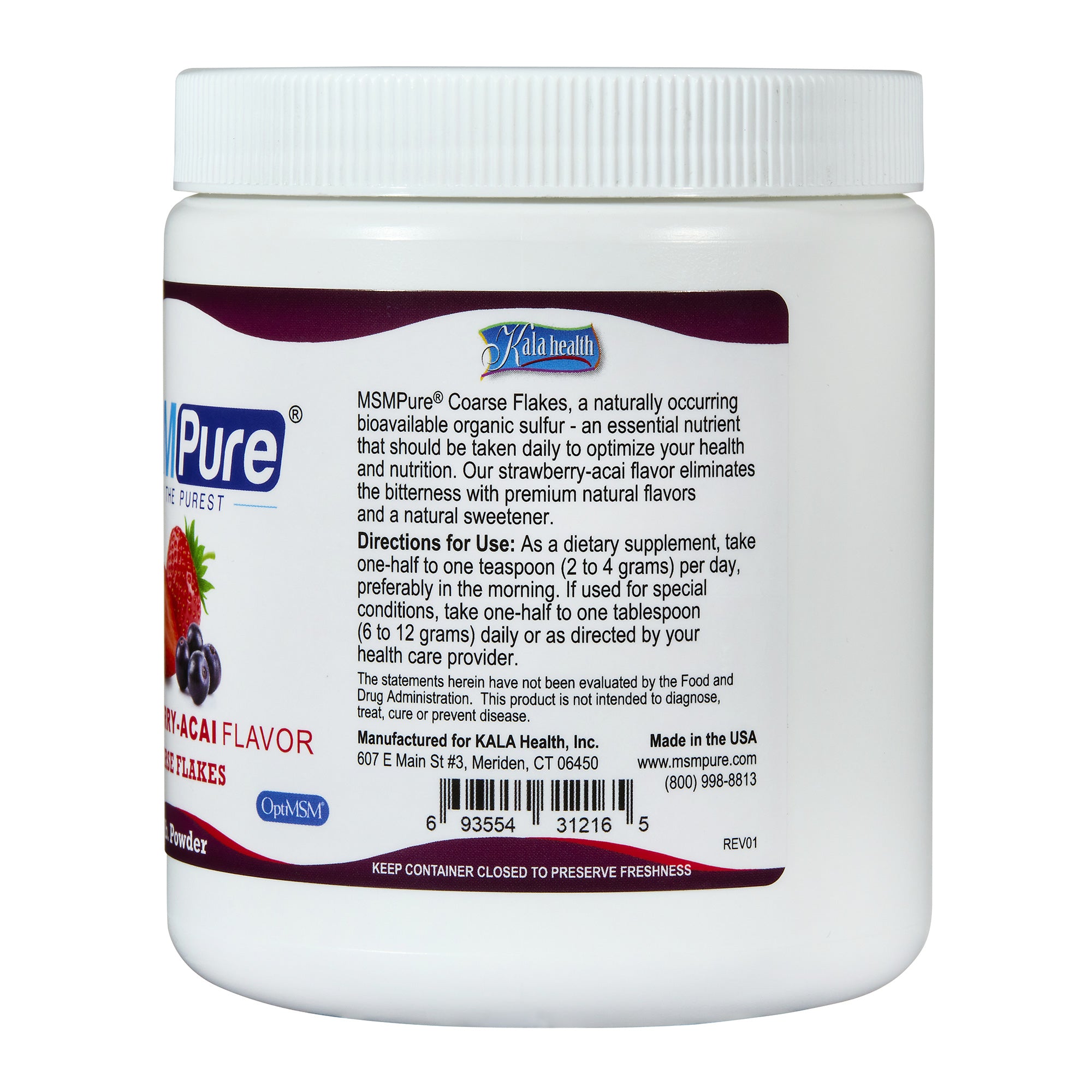 MSMPure Coarse MSM Powder Flakes – Pure Organic Sulfur for Joint Flexibility, Skin Health & Hair Support – US-Sourced MSM
