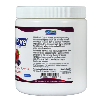 MSMPure Coarse MSM Powder Flakes – Pure Organic Sulfur for Joint Flexibility, Skin Health & Hair Support – US-Sourced MSM