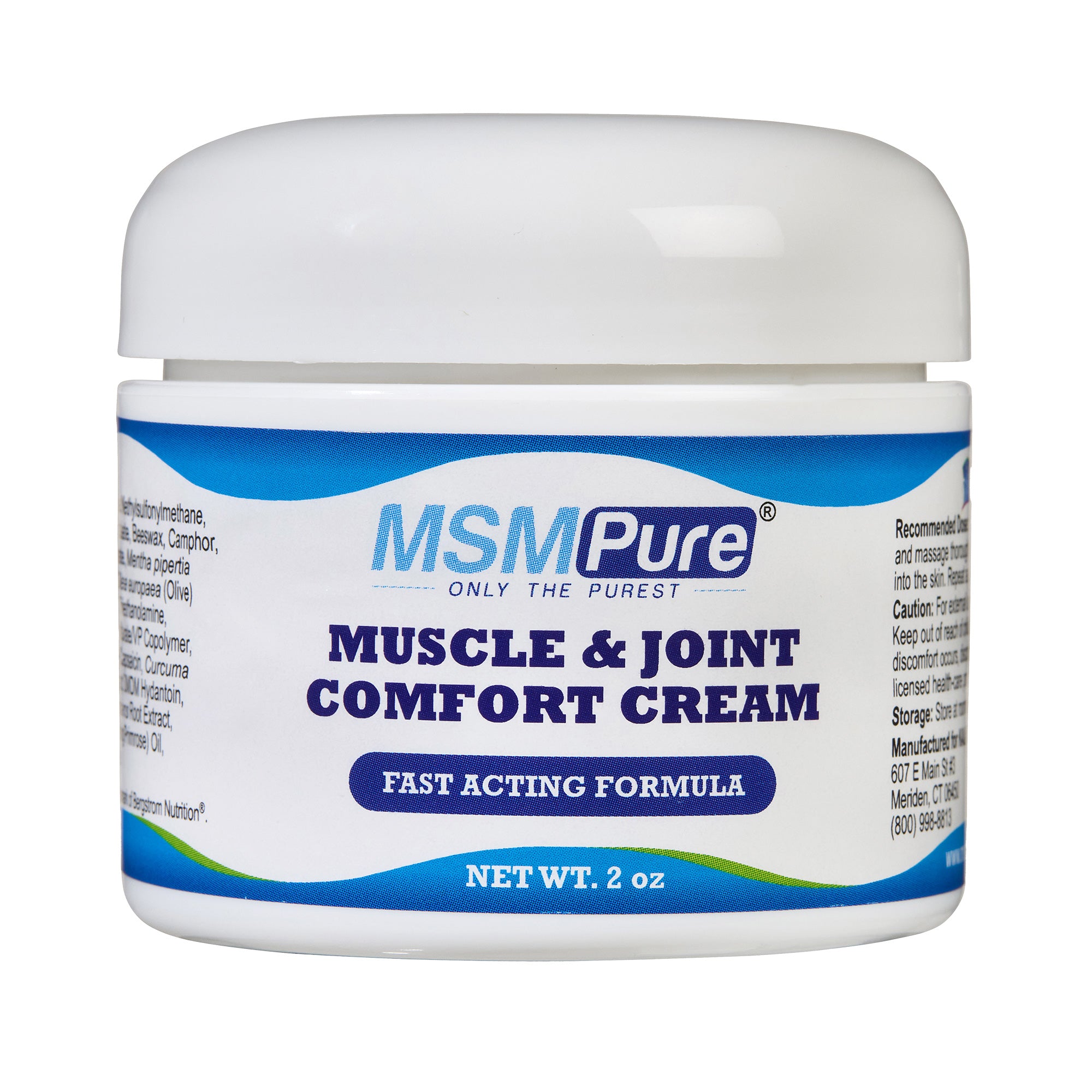 MSMPure Maximum Strength MSM Comfort Cream – For Muscle & Joint Relief, Fast-Acting & Non-Staining Formula – US-Sourced MSM