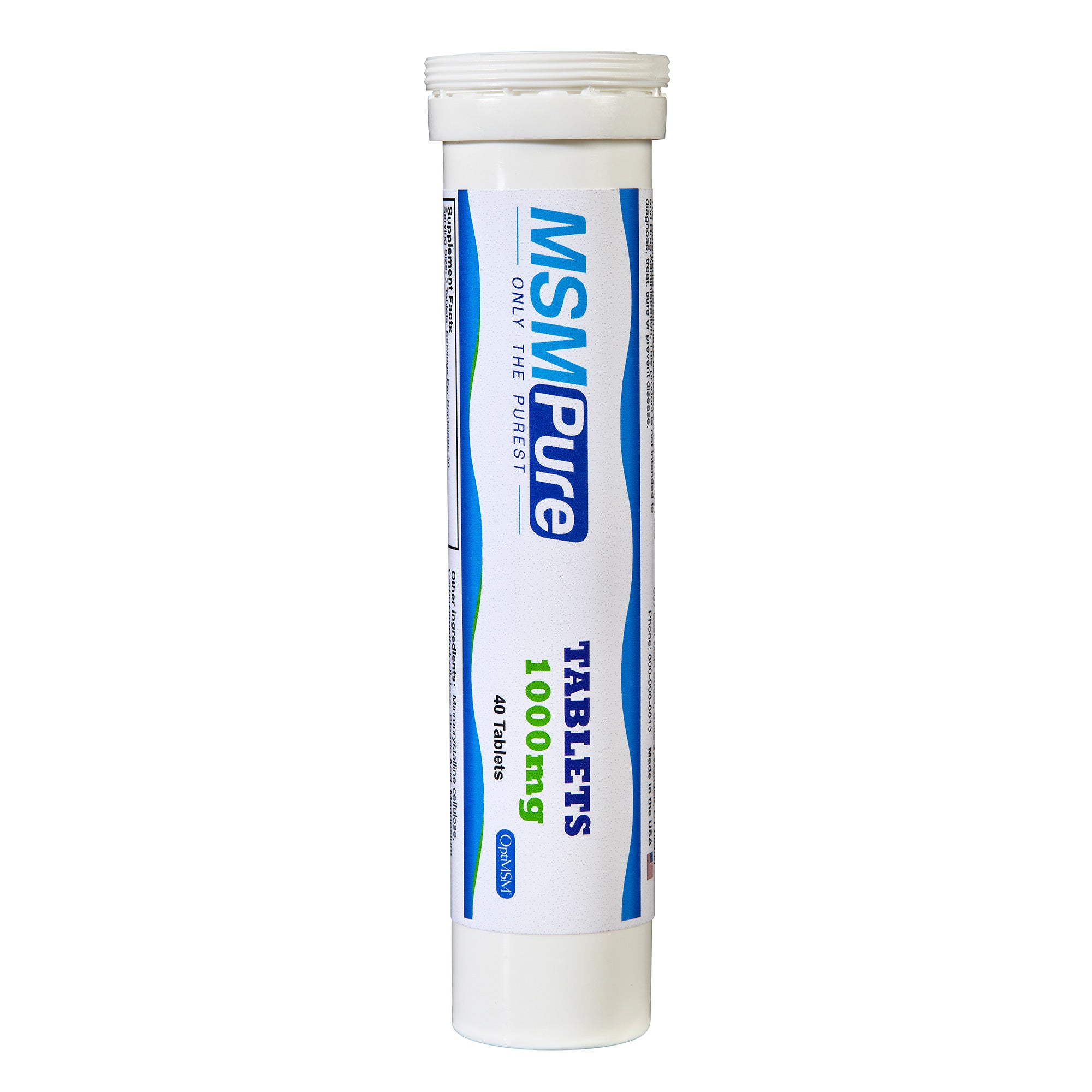 MSMPure MSM Tablets – 1,000 mg Organic Sulfur per Tablet for Joint Flexibility, Skin & Hair Support- US-Sourced MSM