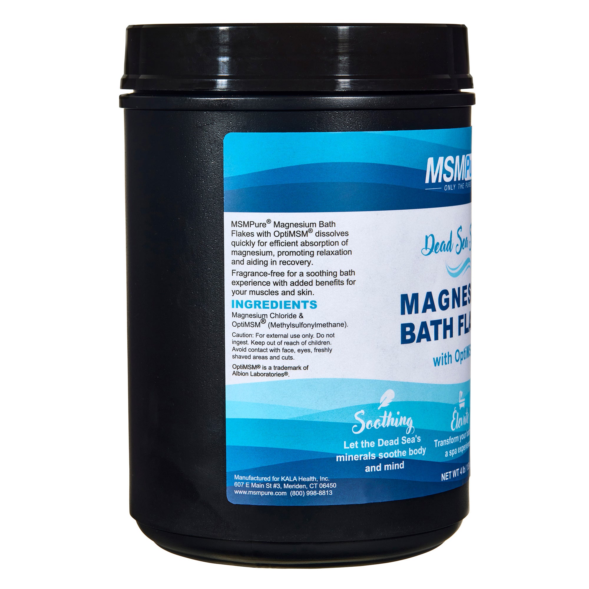 MSMPure Magnesium Bath Flakes with OptiMSM – Natural Dead Sea Magnesium for Muscle Recovery, Joint Support & Stress Relief – 4 lb