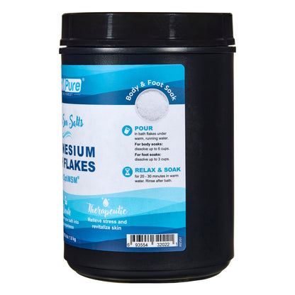 MSMPure Magnesium Bath Flakes with OptiMSM – Natural Dead Sea Magnesium for Muscle Recovery, Joint Support & Stress Relief – 4 lb