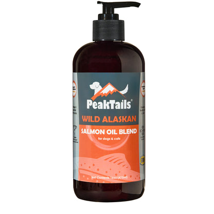 PeakTails Wild Alaskan Salmon Oil for Dogs – Omega-3 Fish Oil Blend with Pollock – Supports Skin & Coat