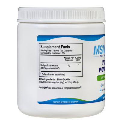 MSMPure Fine MSM Powder- Pure Organic Sulfur Crystals for Joint Flexibility, Skin & Hair Support – Fast-Dissolving, USA-Sourced MSM