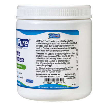 MSMPure Fine MSM Powder- Pure Organic Sulfur Crystals for Joint Flexibility, Skin & Hair Support – Fast-Dissolving, USA-Sourced MSM