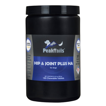 PeakTails Hip & Joint Plus HA for Dogs – Glucosamine, Chondroitin, OptiMSM, Ester-C & Hyaluronic Acid – Supports Joint Mobility & Comfort