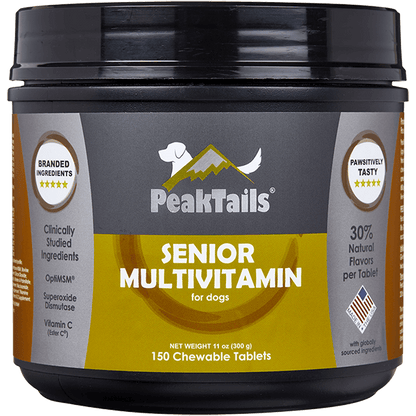 PeakTails Senior multivitamin 150ct front