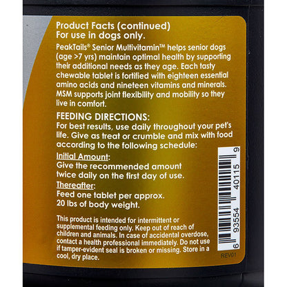 PeakTails Senior multivitamin directions