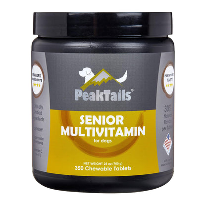 PeakTails Senior Multivitamin for Dogs – MSM, Superoxide Dismutase, Ester-C & 19 Essential Nutrients – Supports Joint Health & Overall Wellness