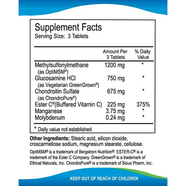 MSM Advanced Joint Support Tablets Supplement Facts