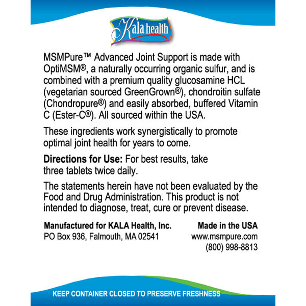 MSM Advanced Joint Support Tablets Directions for use