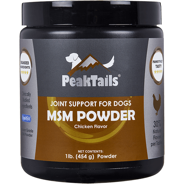PeakTails MSM Powder for Dogs Supplement Chicken Flavor
